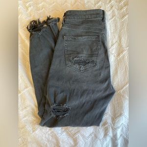 American Eagle Black Ripped Mom Jean